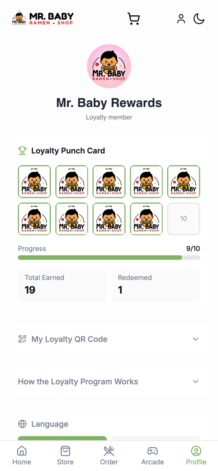 Mr. Baby Ramen app screen